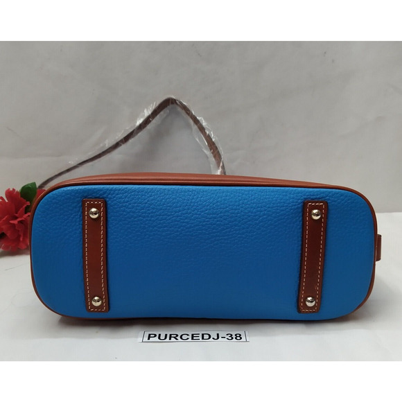 Dooney & Bourke Blue Pebbled Leather Double Handles Zipper Satchel Bag - NWT - Picture 8 of 16